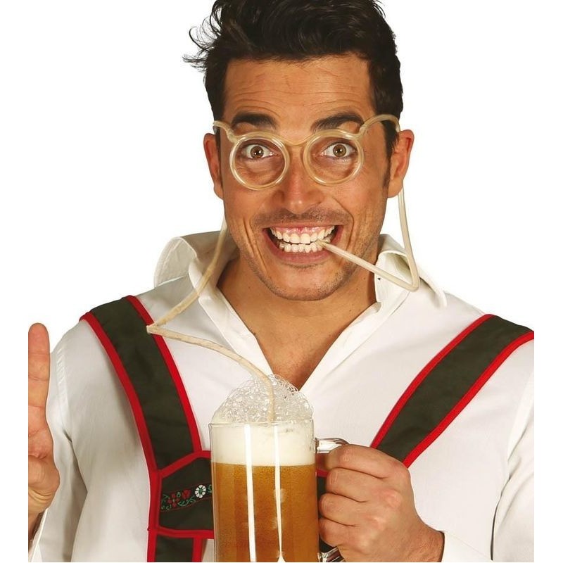 Gafas bebida tubos transparentes broma