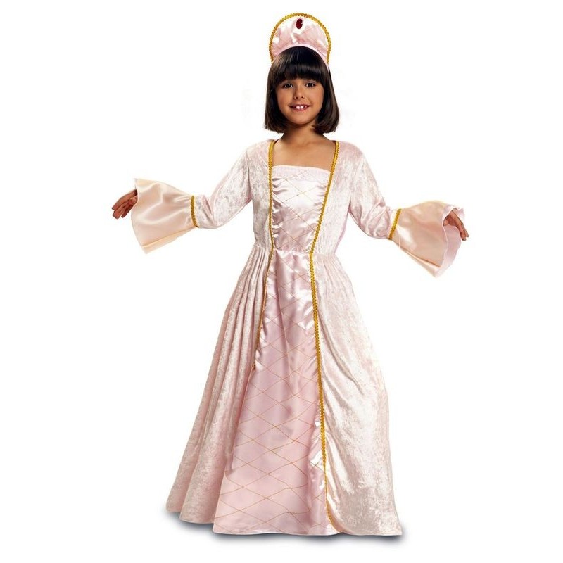 Disfraz princesa rosa con ribetes dorados