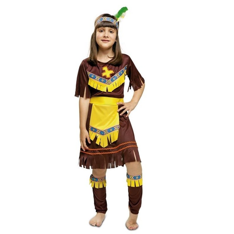 Disfraz india marron y amarillo niña