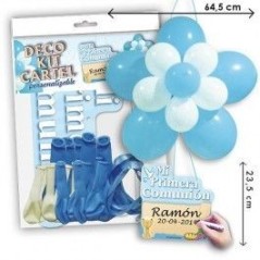 Kit globos comunion para niño flor con cartel