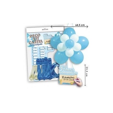 Kit globos comunion para niño flor con cartel