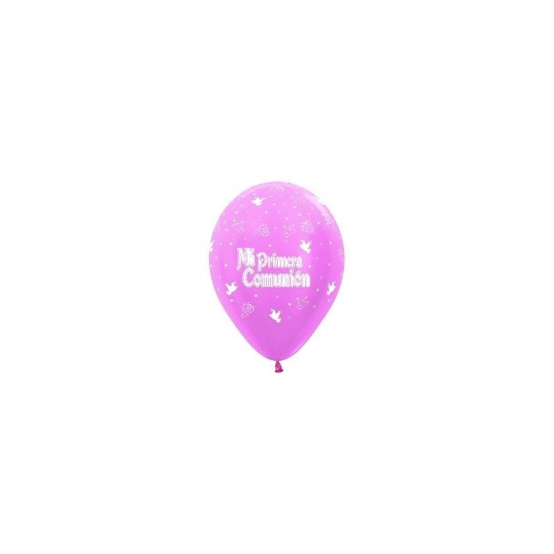 Globos 1? comunion satin rosa niña 10 un 3