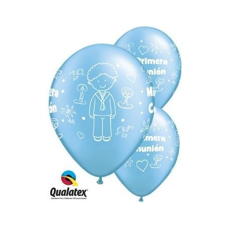 Globos de comunion azul perla unidad 11