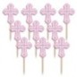 Pinchos rosas comunion 36 uds 63 cm