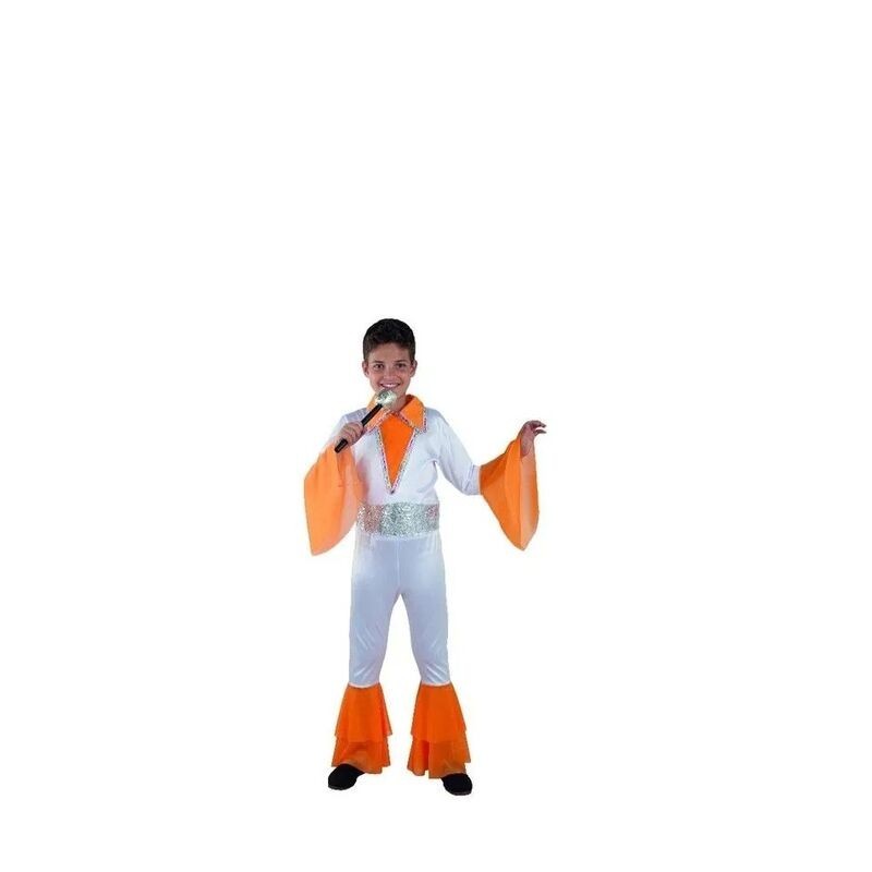 Disfraz Abba blanco y naranja para niño talla 8
