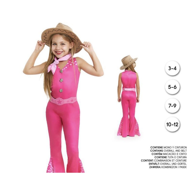 Disfraz Barbie vaquera rosa para niña tallas