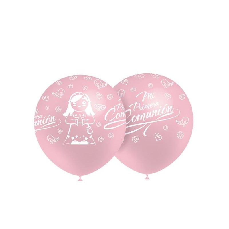 Globos mi 1? comunion rosa 8 uds 12 32 cm