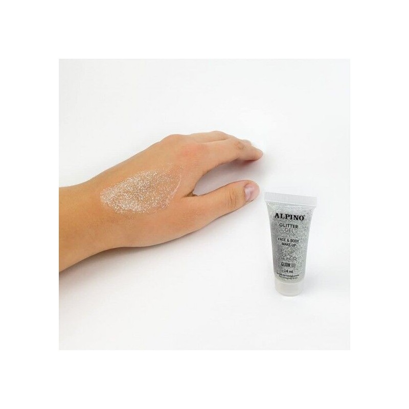 Maquillaje glitter gel metalico plata