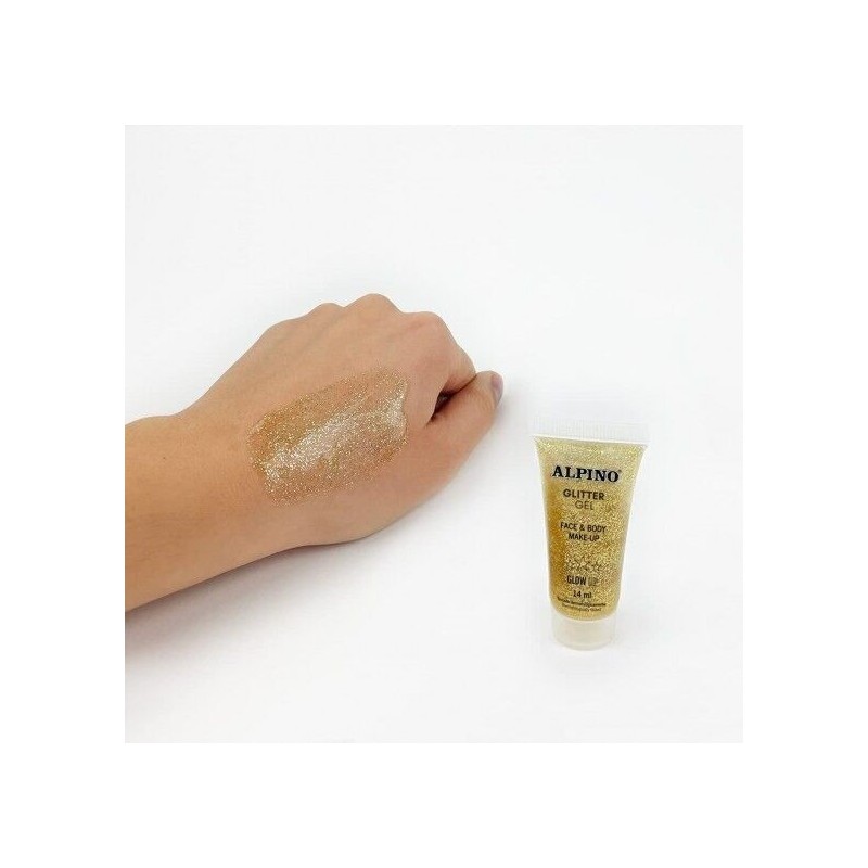 Maquillaje glitter gel oro