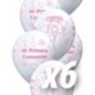 Globo de comunion blanco y rosa para niña 6 uds qualatex 30 cm