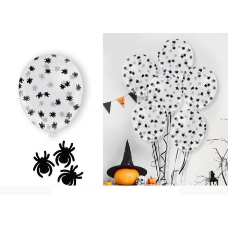 Globos transparentes con confeti arañas 10 uds 30 cm 8434077315088 31508