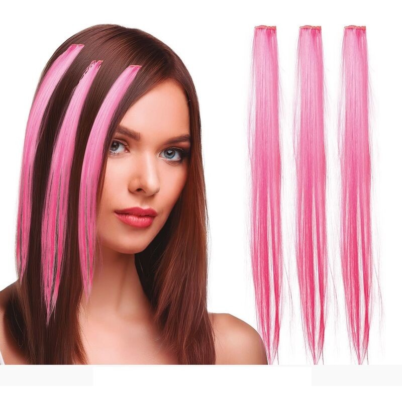 Mechones para el pelo de 50 cm 3 uds elige color