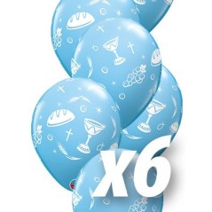 Globo de comunion azul para niño 6 uds qualatex 30 cm