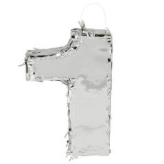 Piñata numero en plata para cumpleaños 25 cm