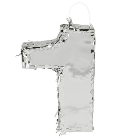 Piñata numero en plata para cumpleaños 25 cm
