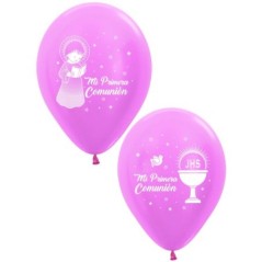 Globos Primera comunion satin rosa 12 uds 30 cm-Tus disfraces baratos