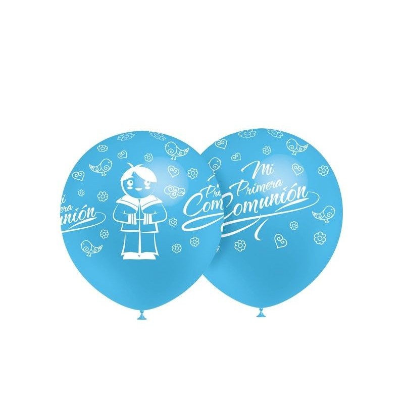 Globos mi 1? comunion azules 8 uds 12 32 cm