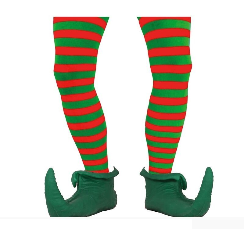 Pantys rayas rojas y verdes elfo adulto talla XL