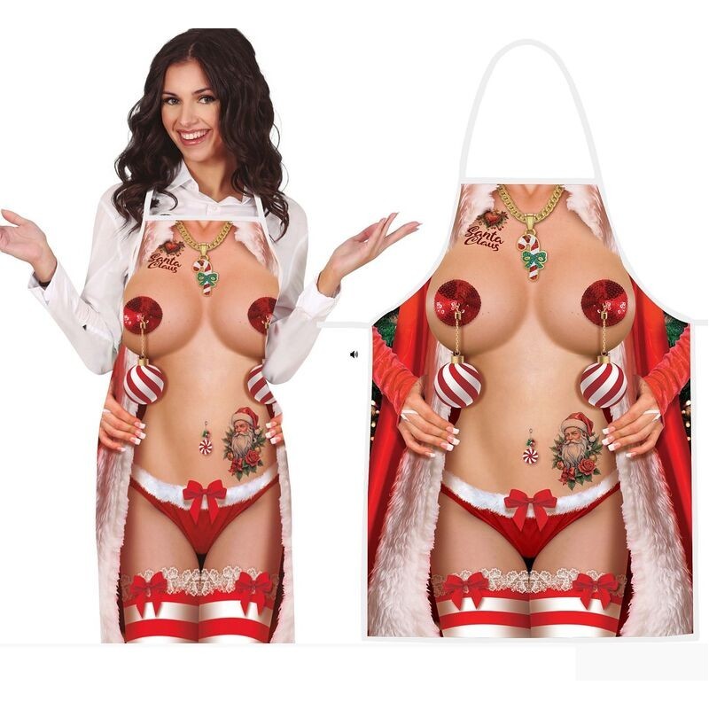 Delantal gracioso navidad desnuda