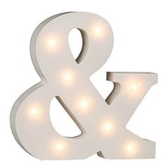 LETRAS MADERA BLANCA CON LUZ LED 16 CM-Tus disfraces baratos