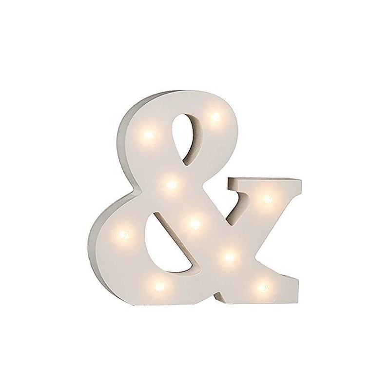 LETRAS MADERA BLANCA CON LUZ LED 16 CM