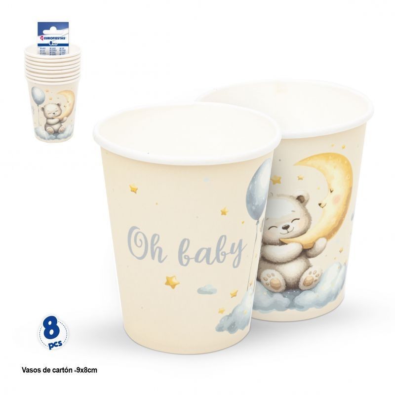 Vasos Baby shower osito luna 8 uds