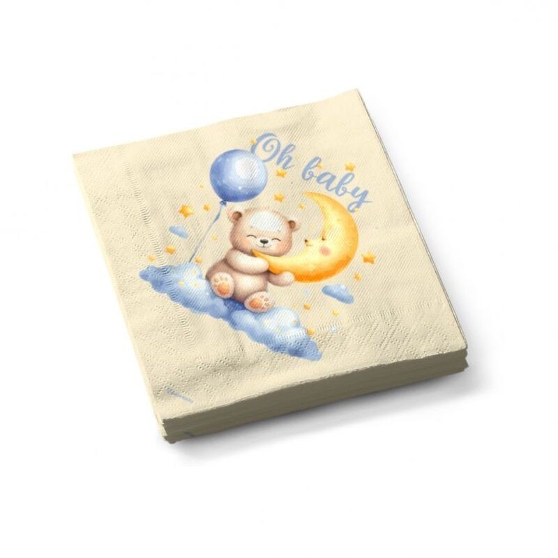 Servilletas baby shower osito luna 12 uds 33 cm