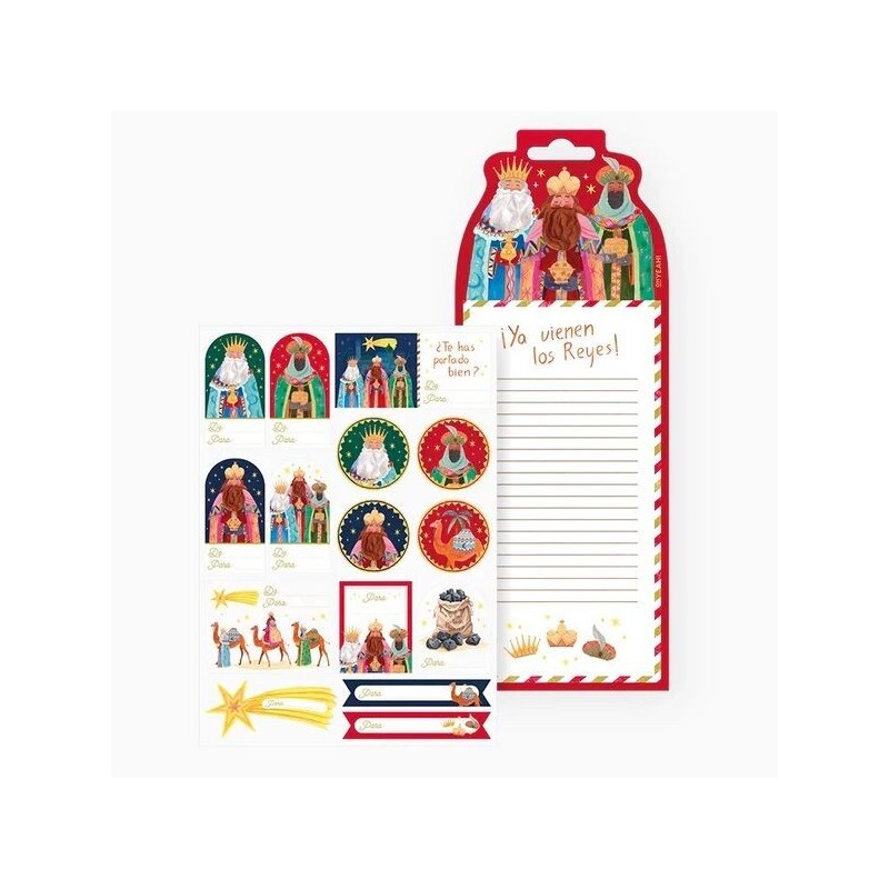Etiquetas adhesivas con carta reyes magos 2 uds