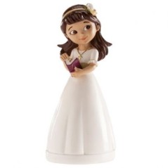 Figura niña de comunion diadema castaña 13 cm-Tus disfraces baratos