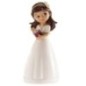 Figura niña de comunion con diadema castaña 13 cm