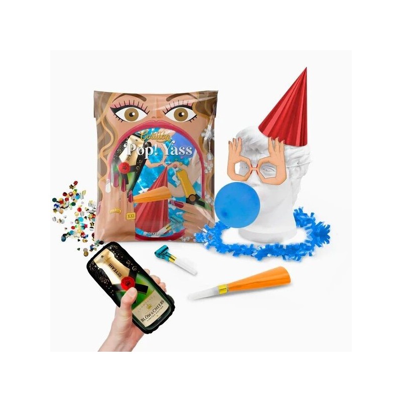 Bolsa de cotillon Nochevieja 7 pz con confeti