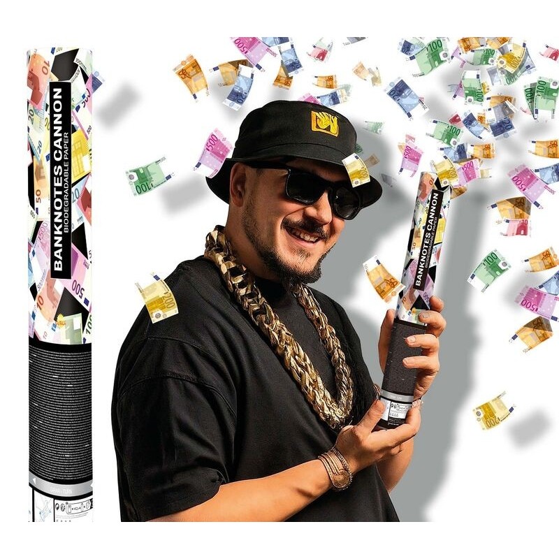Cañon de confeti billetes 40 cm