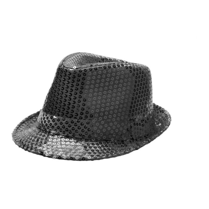 Sombrero ganster lentejuelas negro adulto
