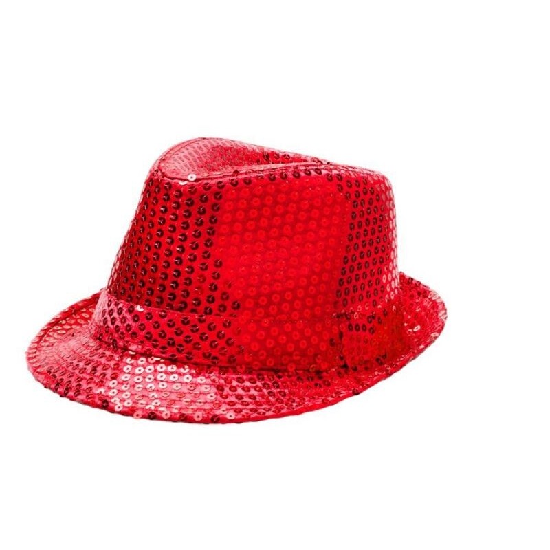 Sombrero ganster lentejuelas rojo adulto