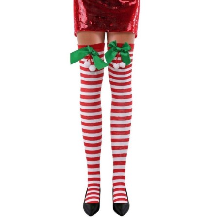 medias elfo rayas rojas y blancas lazo verde 33866 8433584338665