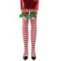 Medias elfo rayas rojas y blancas lazo verde