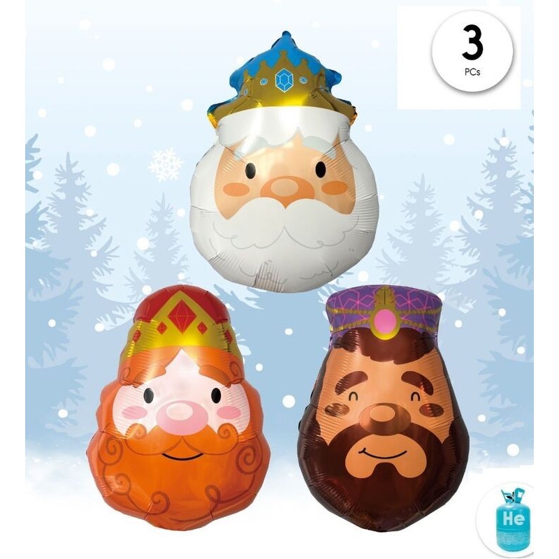 Globos cara reyes magos 3 us 42x58 cm helio o aire