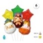 Set globos reyes magos y estrellas