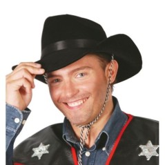 sombrero vaquero flocado negro del oeste 13313 8434077133132