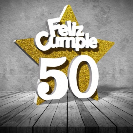 Cartel corcho feliz 50 cumpleaños oro 50 cm