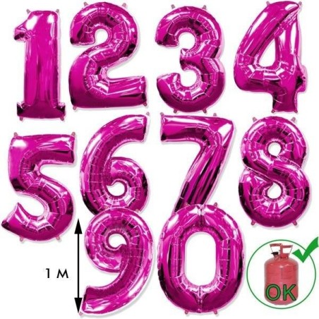 Globo numero color fucsia 100 cm helio o aire Tus disfraces baratos