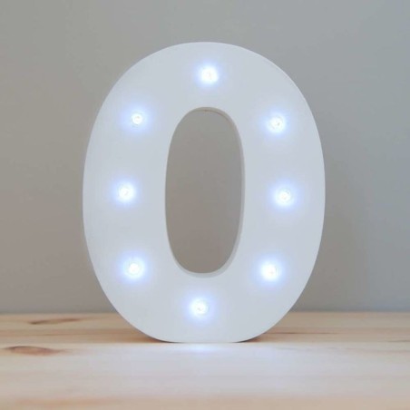 Numero en madera blanca con luz led 16 cm Tus disfraces baratos