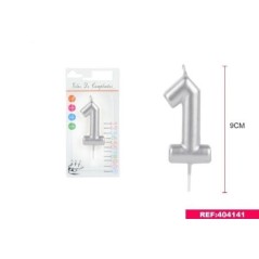 Vela de cumpleaños en plata 9 cm