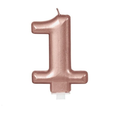 Vela oro rosa 8 cm para tarta de cumpleaños