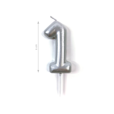 Vela Numero plata 6 cm Tus disfraces baratos