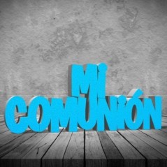 Letras Mi Comunion azul 60 cm corcho-Tus disfraces baratos