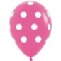 Globo rosa puntos blancos 30 cm 12 unidades