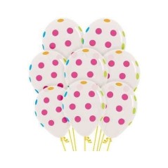 Globo transparente puntos neon 30 cm 10 unidades 7703340116907 R12 PTTN