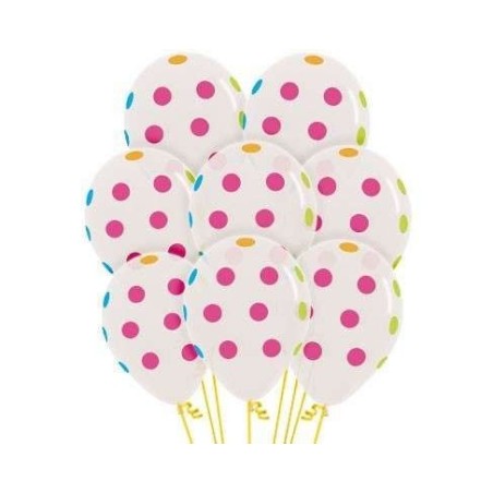 Globo transparente puntos neon 30 cm 10 unidades 7703340116907 R12 PTTN