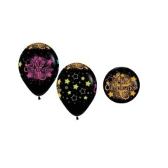 Globos feliz cumpleanos negros con neon 10 uds 30 cm 7703340116822 R12 CUMNN